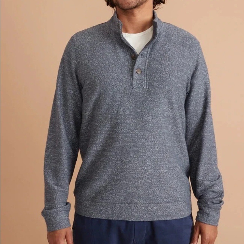 Marine Layer Clayton Textured Pullover Sweater In Ink Heather Size Medium